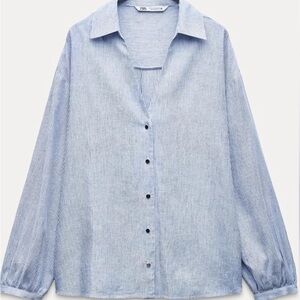Zara Light Blue Pinstripe Shirt